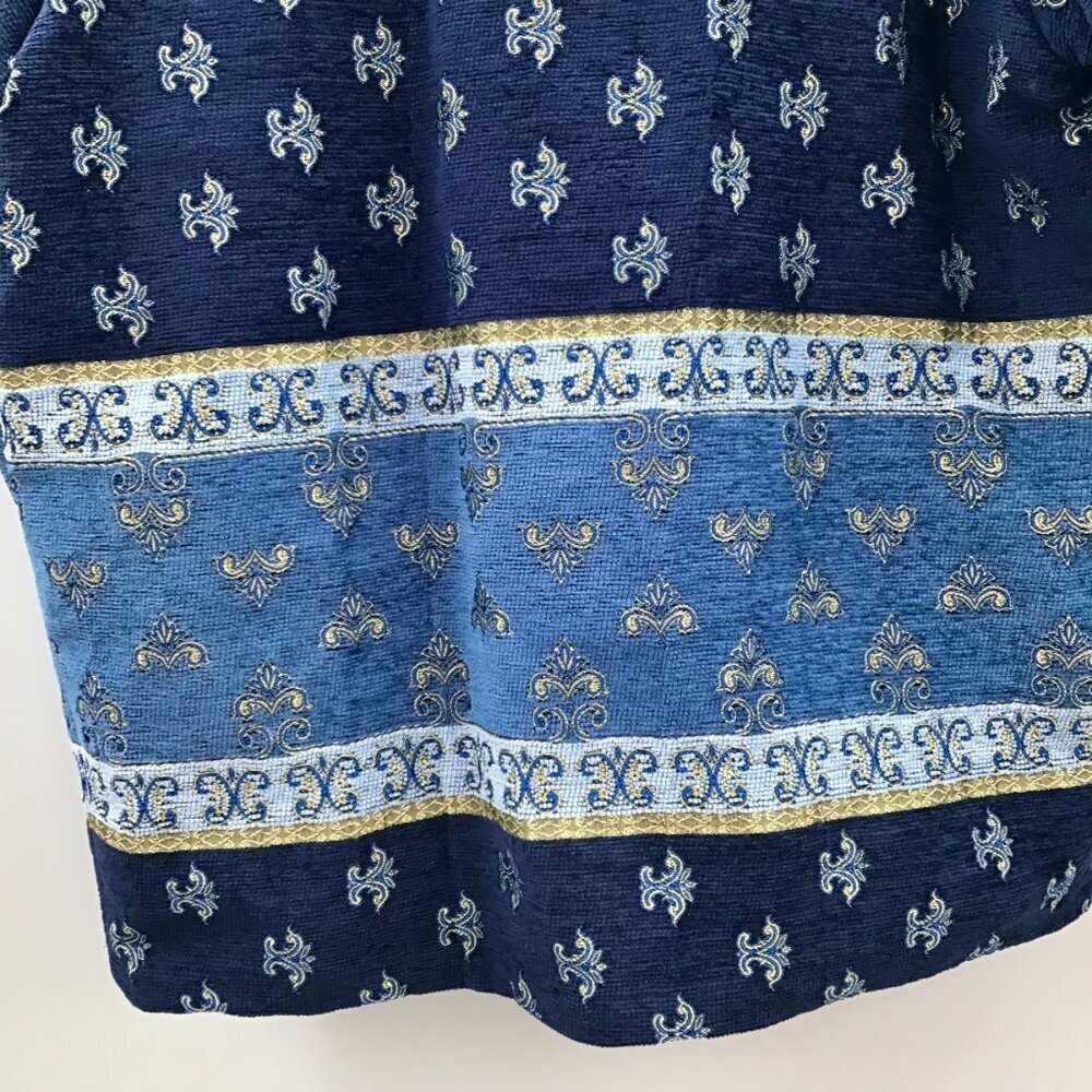 Women's Tapestry Jacket Coat 16W Blue Gold Chenille Brocade Woven Art To Wear - Picture 9 of 10